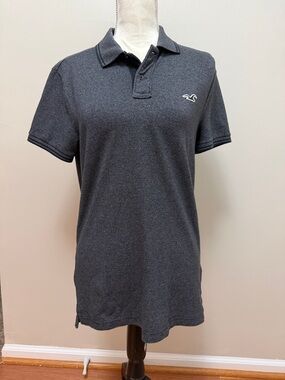 Hollister Women’s Charcoal Grey Polo Shirt